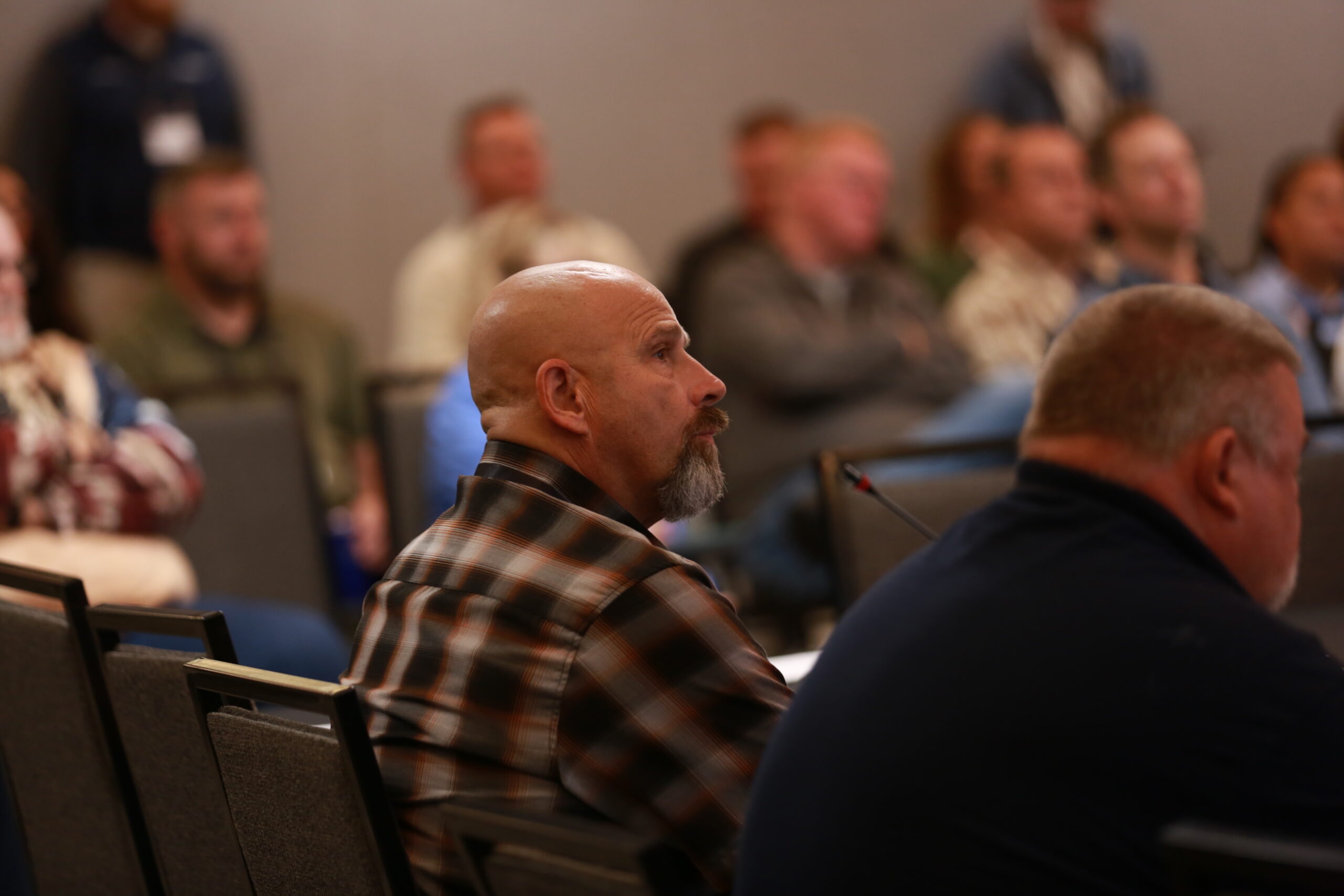 Members sitting in meeting at LAGERS Annual Meeting.