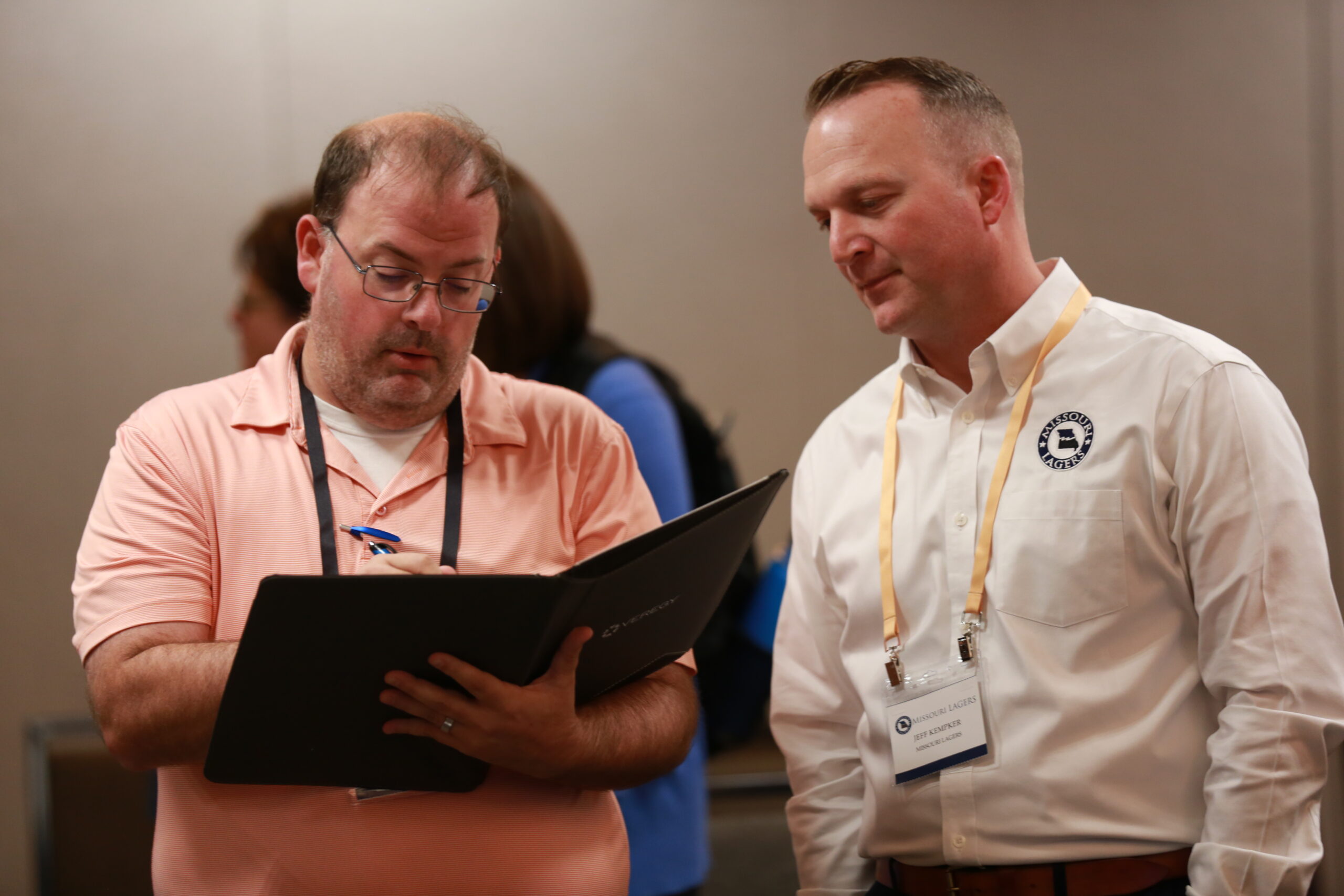 Member standing and talking at LAGERS Annual Meeting.