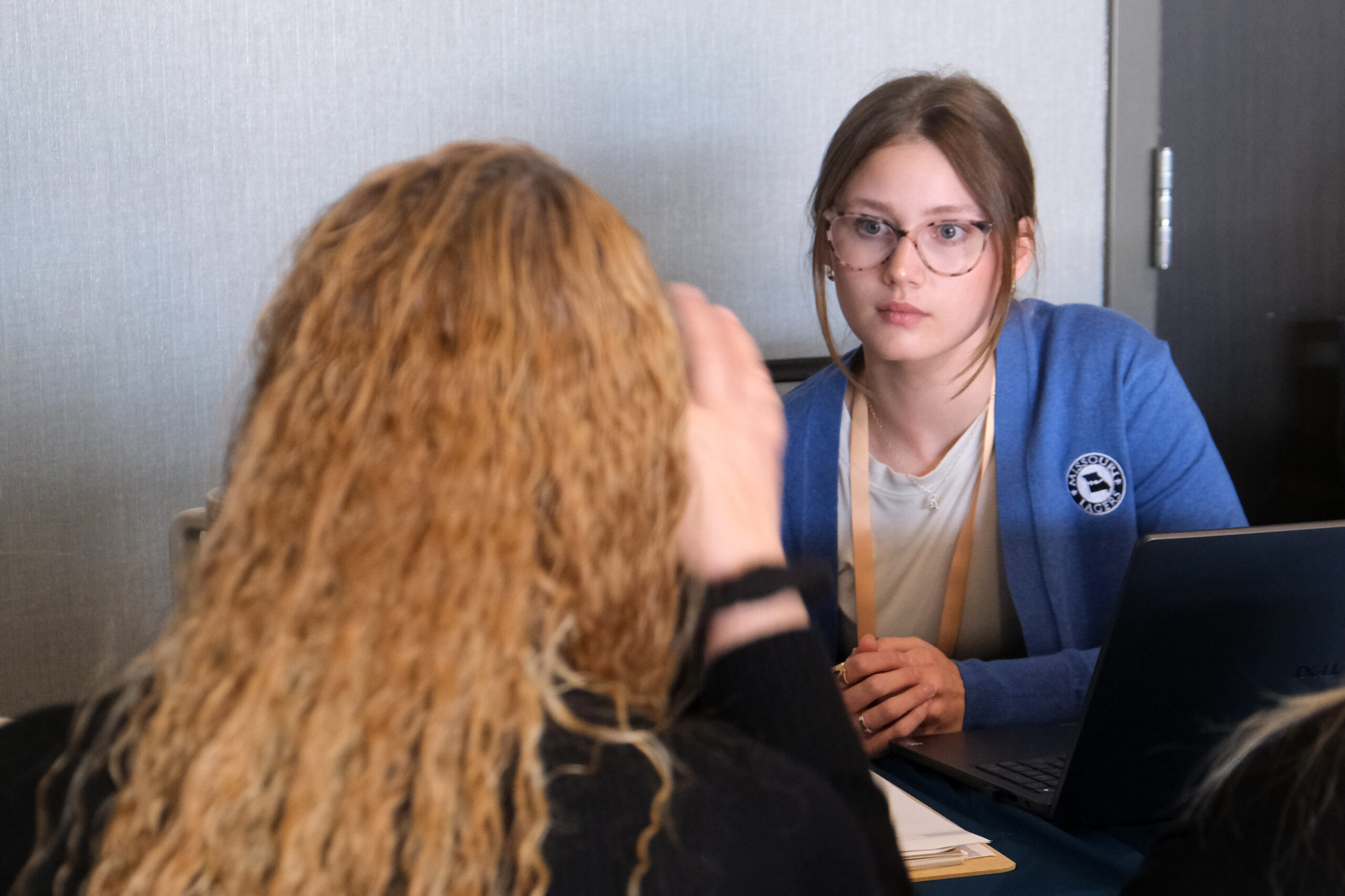 Employer Services Specialist Allison Heislan meets with an attendee during a custom one-on-one counseling session for LAGERS plan administrators at the annual LEARN Conference held in Springfield, Mo. on May 13-14, 2026.