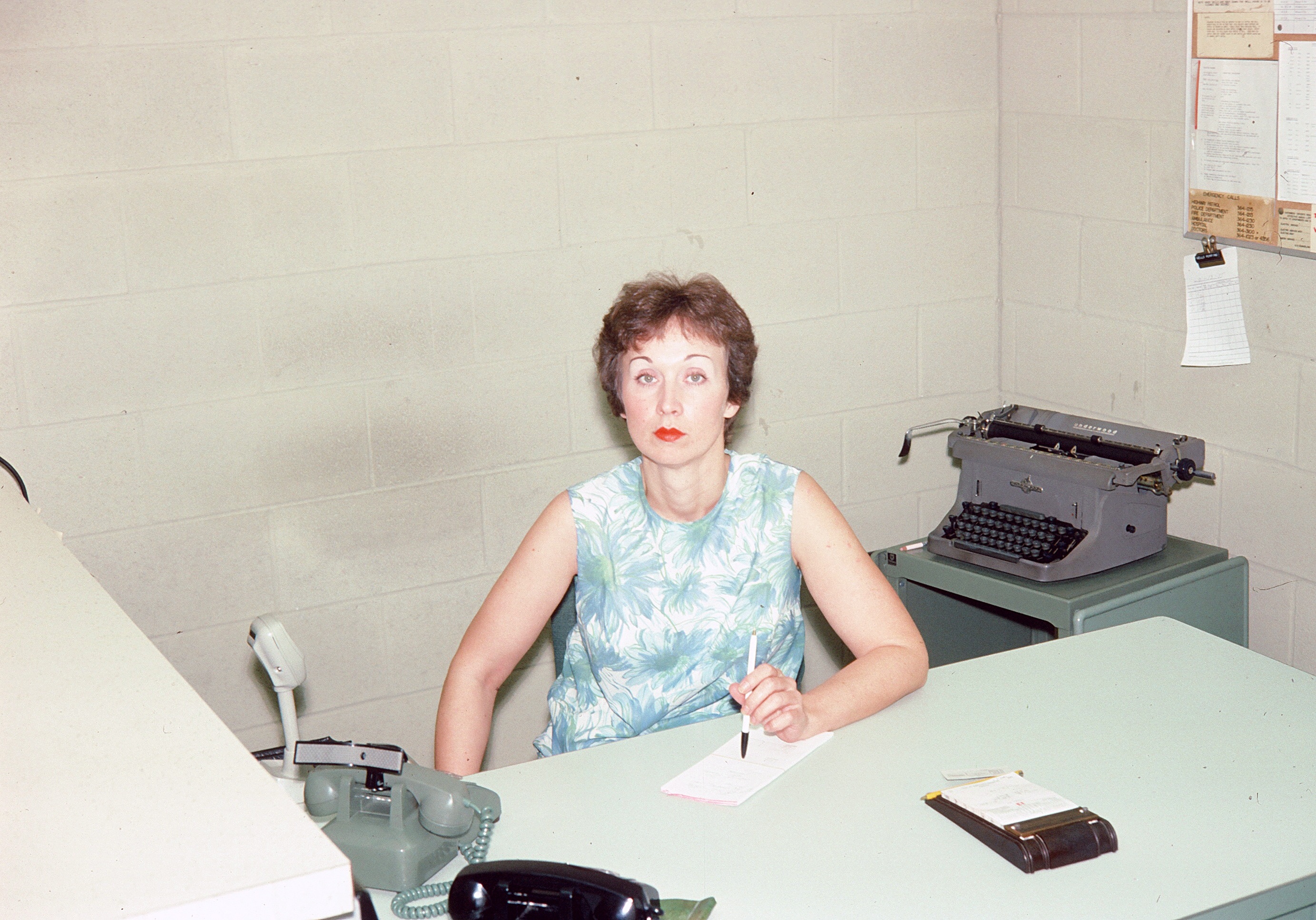 Rosalie, circa 1974 at her desk at RMU.