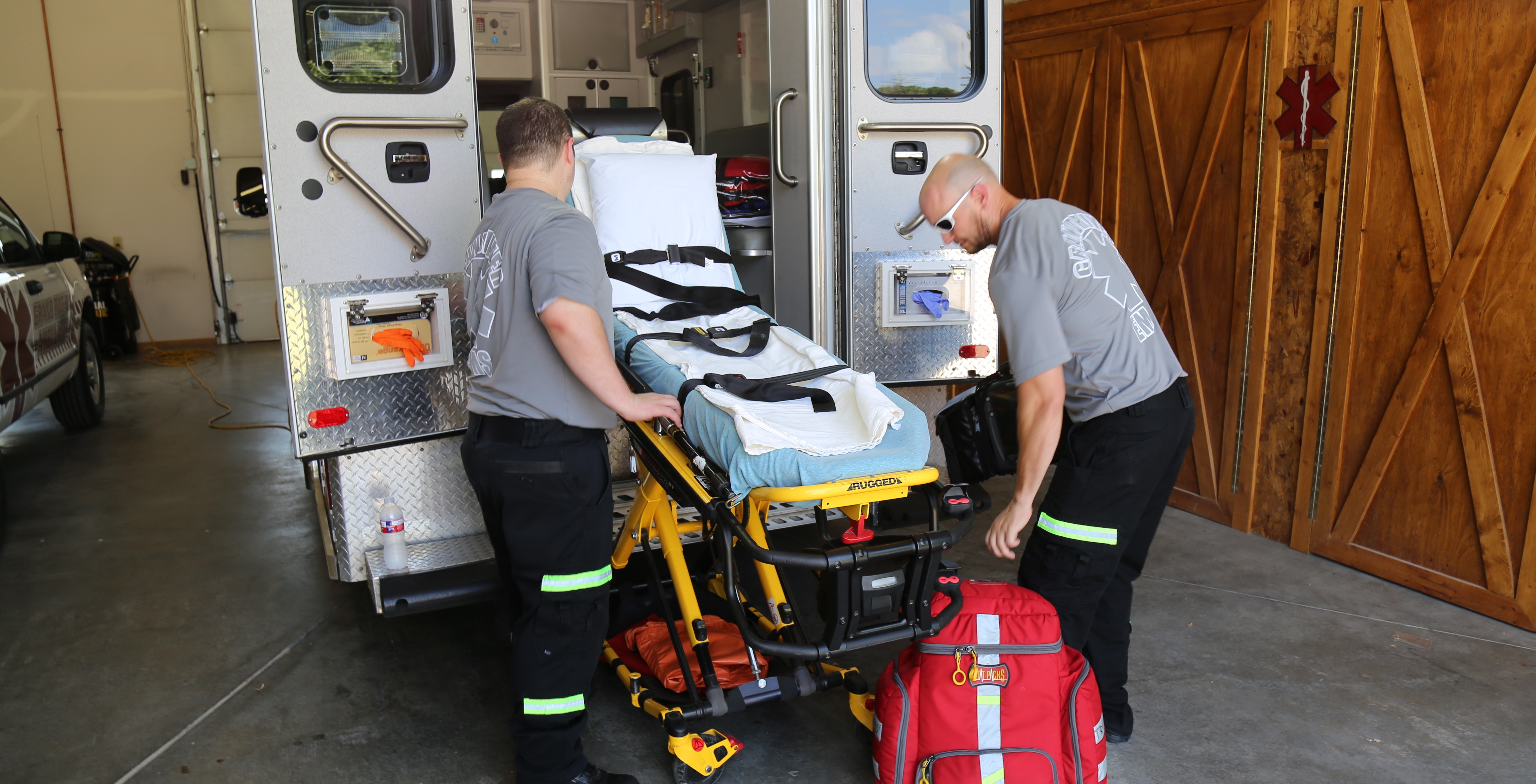 Grand River Ambulance EMS crew testing equipment