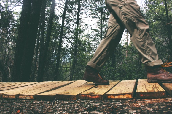 hike, path, forest, woods, camp, boots