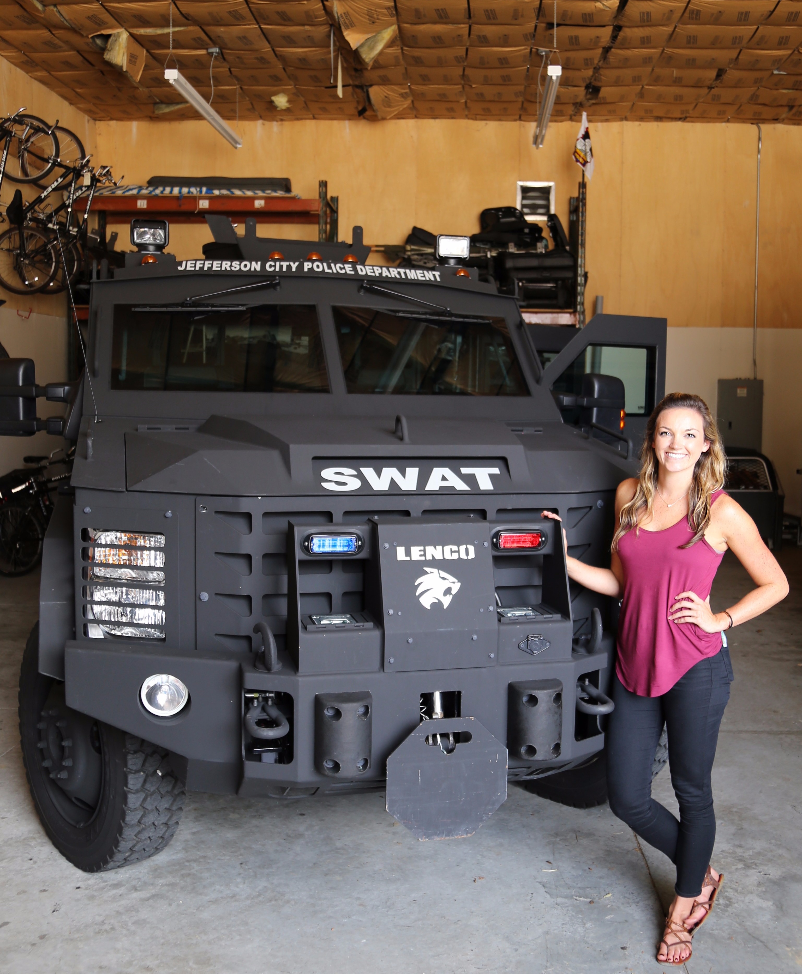 Chelsea with a SWAT car